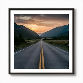 Road At Sunset 1 Art Print