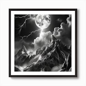 Full Moon In The Mountains Art Print