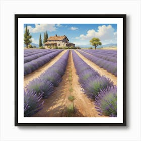 Lavender Field paintings art print Art Print