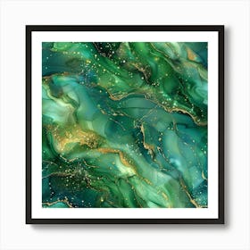 Green And Gold Abstract Painting Art Print