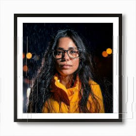 Firefly Dramatic Rain Soaked Portrait Of Woman With Glasses At Night 67059 Poster