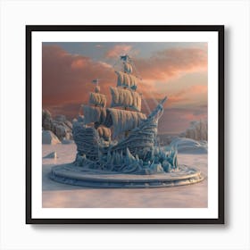 Beautiful ice sculpture in the shape of a sailing ship 23 Art Print