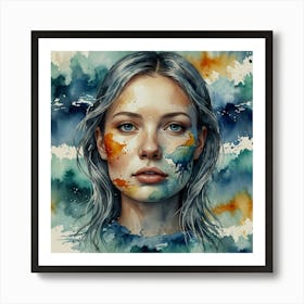 Watercolor Of A Girl 15 Poster