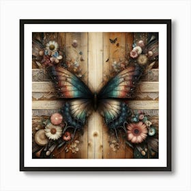 Butterfly On Wood 1 Art Print