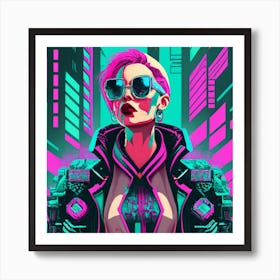 Pixel Art Cyberpunk Poster 4 Art Print