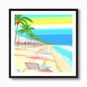 Tropical Beach Vector Art Print