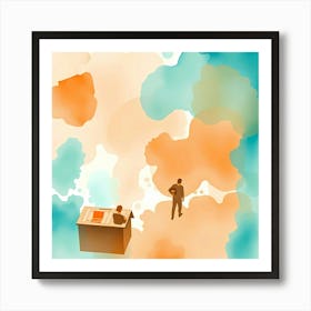 Illustration Of A Business Meeting Art Print