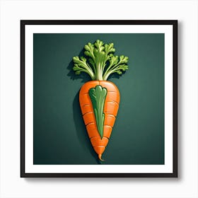 Carrot On Green Background Art Print