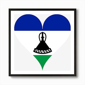 Lesotho Heart Love Flag Heart Shaped Art Print