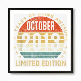 October 2013 Limited Edition 9 Yrs Old Gift 9th Birthday Art Print