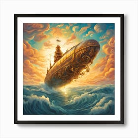 Submarine In The Clouds Art Print