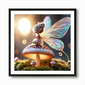 Fairy On A Mushroom 1 Art Print