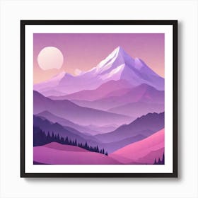 Misty mountains background in purple tone 102 Art Print