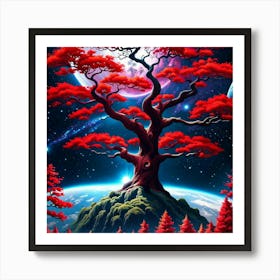 Red Tree In The Sky Art Print