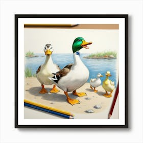 Duck Family 12 Art Print