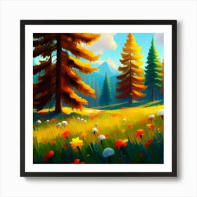 Magnificent forest meadows oil painting abstract painting art 13 Art Print