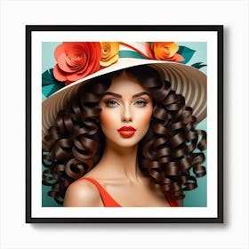 Beautiful Woman In A Hat Art Print