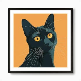 Black Cat With Yellow Eyes 1 Art Print
