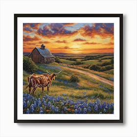 Sunset On The Farm Art Print