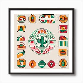 Mexican Pixel Art Art Print