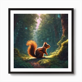 Squirrel In The Forest 69 Art Print
