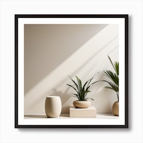 Modern Living Room With Plants Art Print