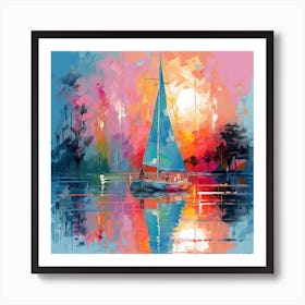 Sailboat At Sunset 14 Art Print