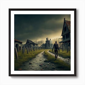 Zombies Walking Down The Road Art Print