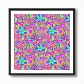 Abstract Hippy Flowers 10 Art Print