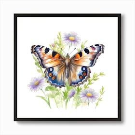 Butterfly On Daisies Art Print