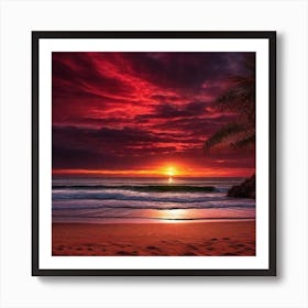 Sunset On The Beach 1088 Art Print