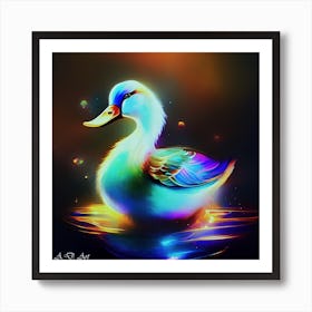 High Quality Glow Painting Of Beautifully Designed Mandarin Duck Art Print