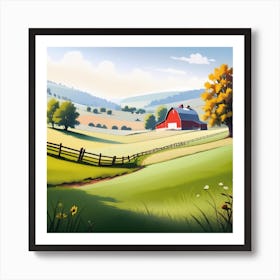 Red Barn In The Countryside 8 Art Print