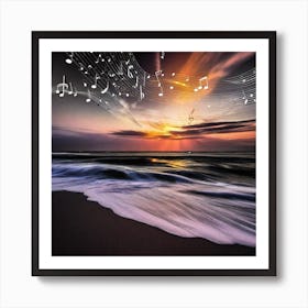 Music Notes At Sunset 10 Art Print