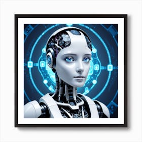 Robot Woman With Blue Eyes 2 Art Print