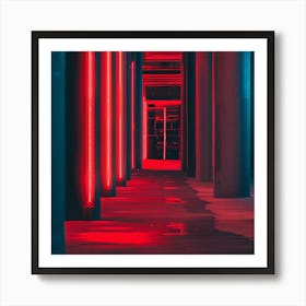 Red Light In A Hallway Art Print