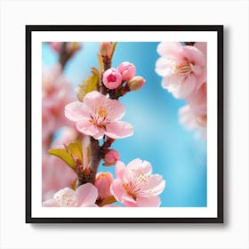 Cherry Blossoms On A Branch Art Print