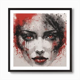 Demon Eyes, ink, watercolour Art Print