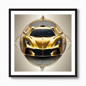 Golden Sports Car 2 Art Print