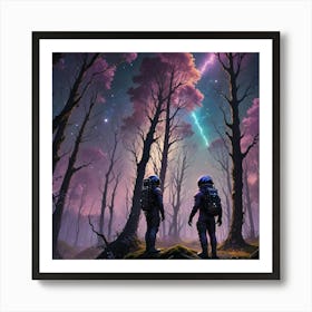 Two Astronauts In The Forest Art Print