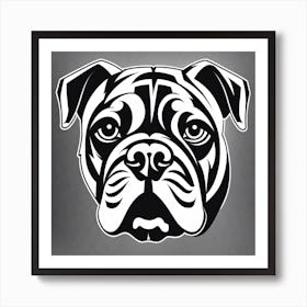 Bulldog Head, Black and white illustration, Dog drawing, Dog art, Animal illustration, Pet portrait, Realistic dog art Art Print