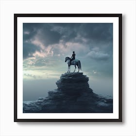 Man On A Horse mountain alone Art Print