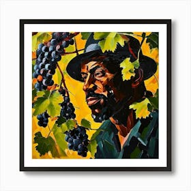 Abstract Oil With Very Small Brushstrokes And Strokes Grapes Wine Winemaking A French Winemaker Art Print