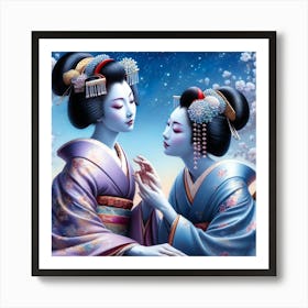 Japan Traditional Geisha Illustration By Ad 90 Art Print