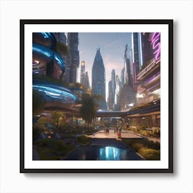 Futuristic City 230 Art Print