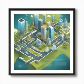 Isometric Cityscape Art Print