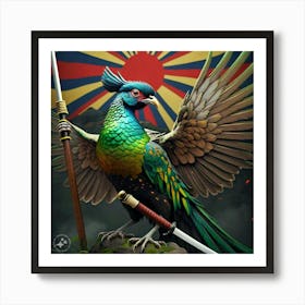 A Robust Green Pheasant With Chiseled Features Art Print