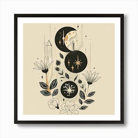 Minimalist Boho Celestial Moon 14 Art Print