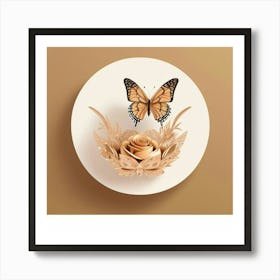 Butterfly And Rose Art Print