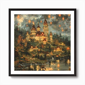 Castle At Night Art Print